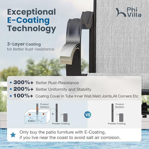 Image of PHI VILLA Outdoor Dining Set for 8, Swivel Mesh Chairs & Square Table, Grey | Textilene chairs and large 57.5'' metal table with umbrella hole. All-weather patio furniture set designed for patio, deck