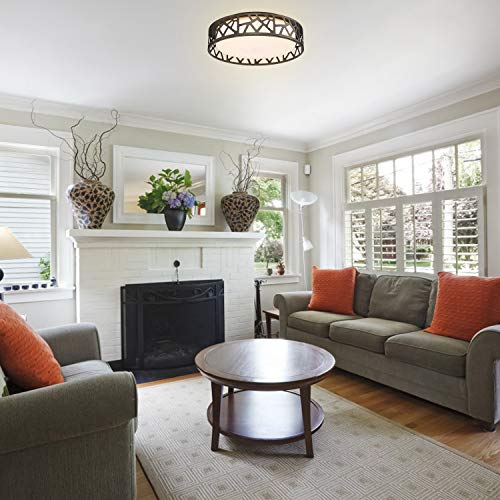 LED Flush Mount Ceiling Light, VICNIE 14 Inch 20W Dimmable Round Deco Lighting Fixture Oil Rubbed Bronze Finished,1400 Lumens 3000K Warm White, ETL Listed for Kitchen, Hallway, Bedroom, Stairways