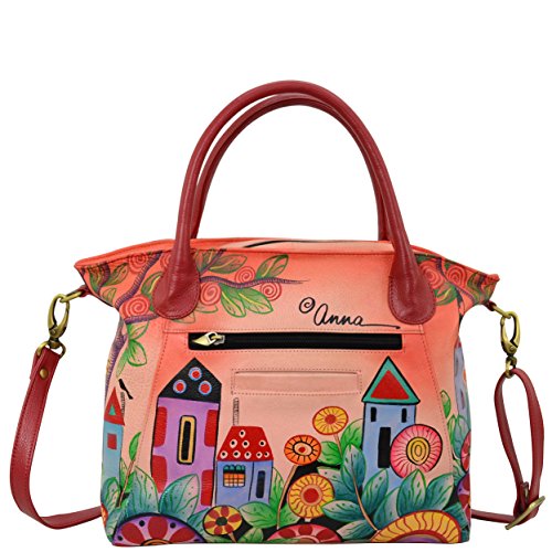 Anna by Anuschka Women's Leather Large Slouch Tote Bag, Hand Painted Original Artwork3