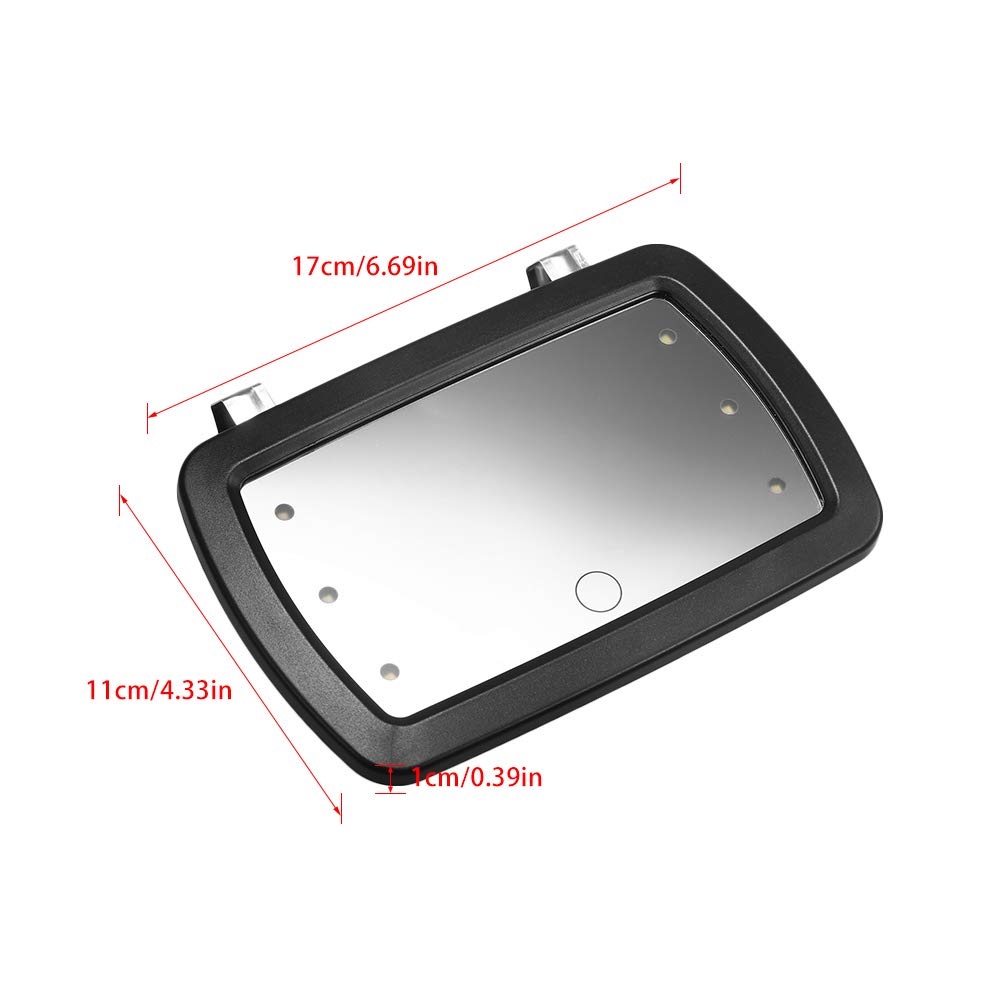 Carrfan Car Sun Visor Mirror Makeup Sun-Shading Cosmetic Mirror Vanity Mirror Automobile Make Up Mirror with Six LED Lights