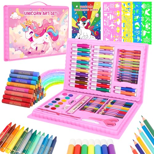 CutteeyFyry Colouring Sets for Children Age 3-9 Unicorn Art Set for Kids Girls Drawing Set with Oil Pastels Crayons Colored Pencils Coloring Book Kids Colouring Sets&Arts and Crafts for Kid