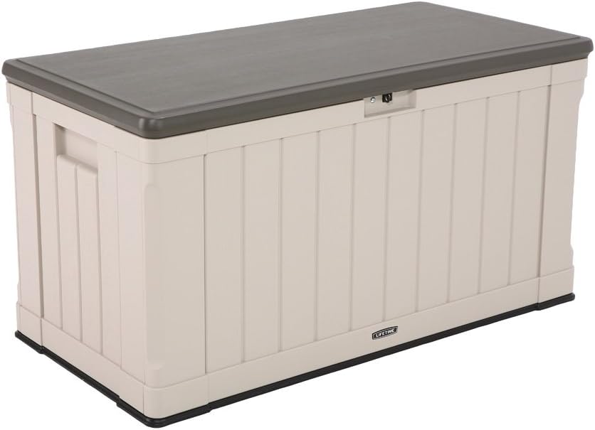 Lifetime Outdoor Storage Deck Box (127.9 x 64 x 67.2 cm, Desert Sand Wood Look)