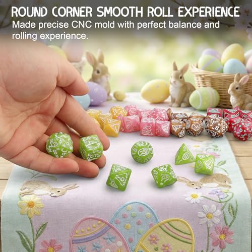 Image of PJOY Mystery DND Dice Set Bunny Pattern Polyhedral D&D Dice for Dungeons and Dragons Role Playing Games TTRPG DND Gifts