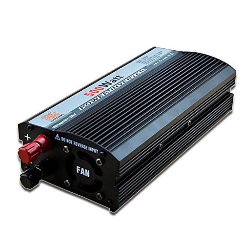 Huatuo 500W Inversor de corriente DC 12V a CA Salida 220V Fuente de alimentación del convertidor con adaptador para encendedor de cigarrillos en el coche y Clip de cocodrilo para batería