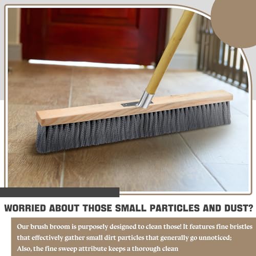 2 Pcs 24 Inches Push Broom Head Floor Sweep Fine Sweep Floor Brush Soft Bristle Sweeper Broom with Polypropylene Bristles for Hardwood Floors Sweeping Indoor - Thumbnail 5