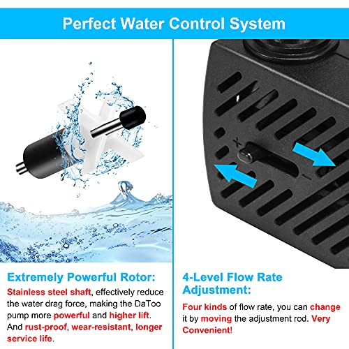 Datoo 50Gph 3W Small Submersible Water Pump Mini Fountain Pump Ultra Quiet For Aquarium Fish Tank Pond Statuary Hydroponics thumb #2