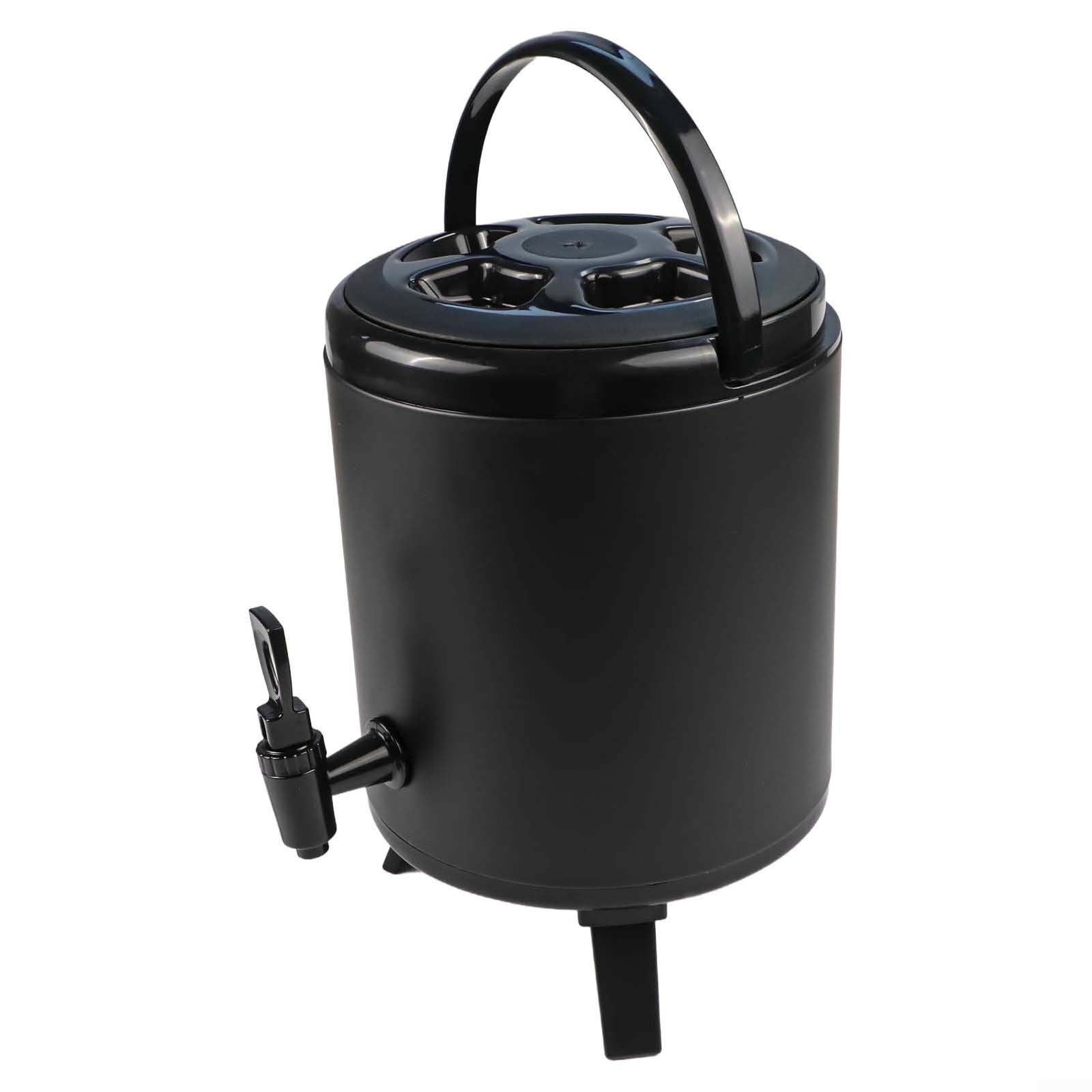 Doppelwandiger isolierter Getränkespender mit großem Fassungsvermögen und Harzhahn für Outdoor, Camping, Reisen, Picknick, kalte heiße Getränke, mehrere Größen (6 l, schwarz)