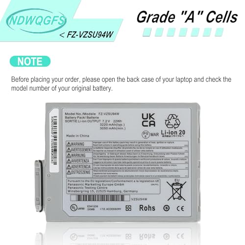 Image of FZ-VZSU94W FZ-VZSU94R Laptop Battery Compatible with Toughpad FZ-B2 FZ-M1 FZ-B1 FZ-M1C Series Compatible with FZ-VZSU94 FZ-VZSU94JS FZ-VZSU94K FZ-VZSU95 FZ-VZSU95W FZ-VZSU95JS FZ-VZSU0JW