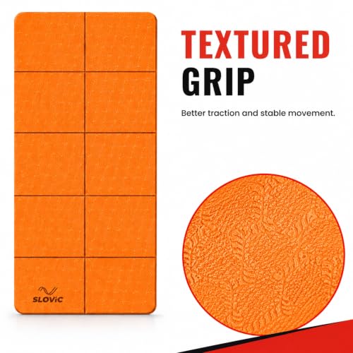 Image of Slovic Yoga Mat for Woman [4 MM] | Foldable TPE Yoga Mat for Man | Textured Anti-Slip Exercise Mat for Home Workout & Home Gym | Durable & Lightweight Gym Mats for Floor | Orange