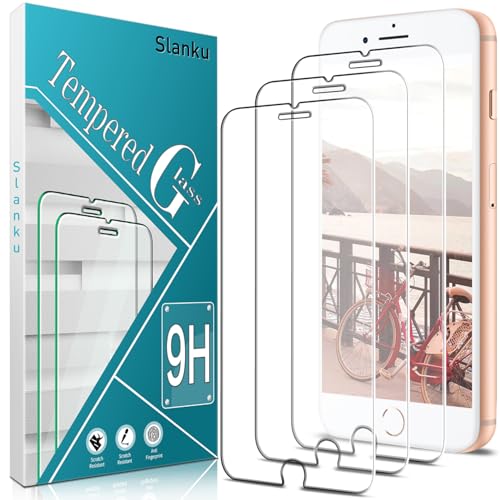 Slanku (3 Pack Screen Protector for iPhone 8 Plus 7 Plus 6S Plus 6 Plus Tempered Glass Easy to Install Bubbles Free Anti-Scratch Case Friendly