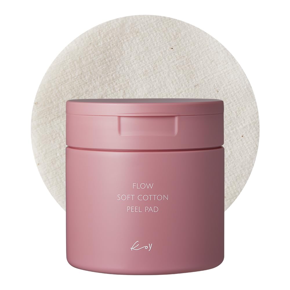 KOY Flow Soft Cotton Peel Pads 70 Sheets, Gentle Exfoliating and Pore Care with Natural Enzyme and Keratinase, Low irritation, Soothing Care & Deep