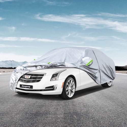 Image of Kaugung 6 Layers Car Cover Custom Fit Cadillac ATS /ATS-V from 2013 to 2025, Waterproof All Weather Resistant Outdoor Indoor Sun Rain Dust Snow Protection.(USA Warehouse,Within 3-7 Days), Silver