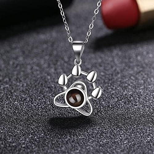 wikkeny Personalized Photo Projection Necklace, 925 Sterling Silver Custom Name I Love You 100 Languages Pendant Jewelry Gifts Women Girls,silver