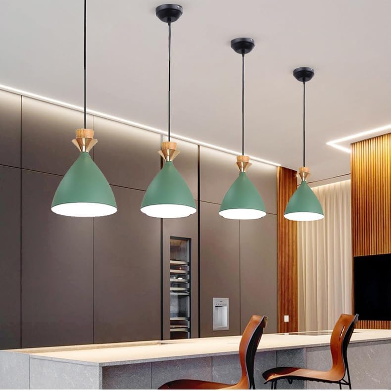 Image of Aluminium Hanging Bell Shade Light, Green, Pack Of 1
