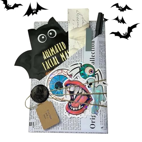Set di libri di incontri ciechi - Pacchetto di romanzo mistero di Halloween, raccapricciante Bat Ghost Reading Entusiasts Gift | Storia decorativa avvolta con copertina, presente della