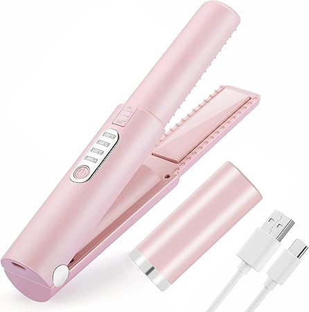 Amazon Camonti ヘアアイロン コードレス 4800ahm大容量 ストレート ヘアアイロン カール両用 ヘアストレートアイロン ヘアアイロン Usb 充電式 ミニ 持ち運び便利 3段階温度調節 男女兼用 コンパクト 軽量 家庭 旅行用 Pink Camonti ヘアアイロン