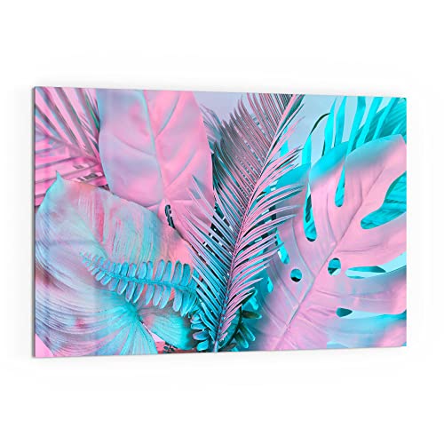 DEQORI Küchenrückwand Glas | Motiv Tropenblätter: Farbeffekt | 60x40 cm | Bad- oder Herd-Rückwand | Herdblende Spritzschutz für Küche & Badezimmer | moderne Deko für Fliesenspiegel