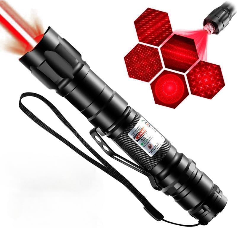 Image of Climberty Powerful Red Laser Pointer, Long Range 10000m Beam Laser Light, USB Rechargeable with 8 Star Patterns, Waterproof Aluminum Alloy for Stargazing, Hiking, Teaching, Construction (Red)