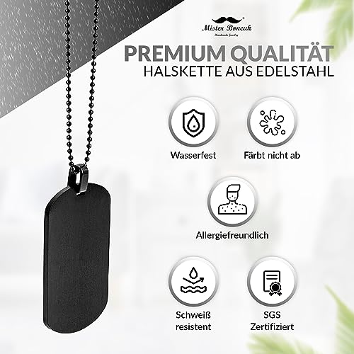 Mister Boncuk® MiliChain Premium Dog Tag kette aus Edelstahl - Herren Halskette mit Gravur - Militär kette Personalisiert