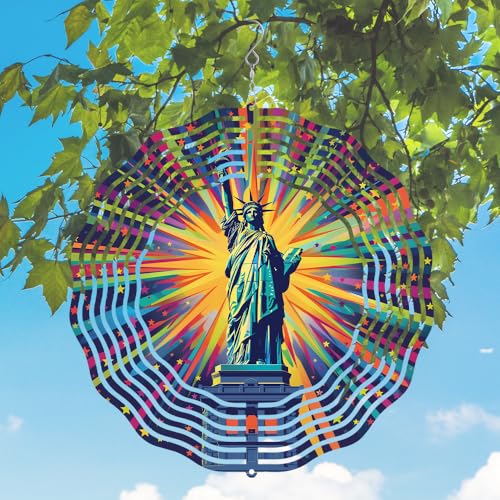 Wind Spinner Hanging for Yard and Garden, Unique Gift Wind Spinner, 3D Hanging Wind Spinner Outdoor, Statue of Liberty Wind Spinner