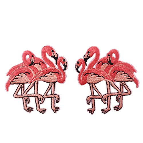Cute-Patch Flamingo Embroidered Iron on Patches 1 Pair