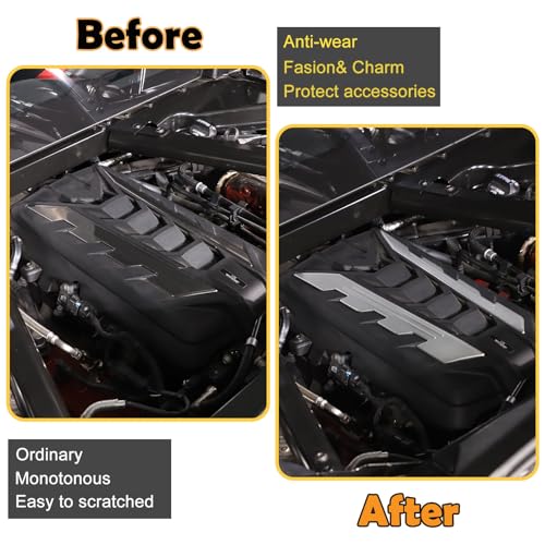 Image of CHEAYAR Engine Bay Panel Cover Compatible with Chevrolet Corvette C8 2020-2023, Engine Shroud Cover Panel Trims, C8 Accessories 2PCS (Engine Compartment Cover-Silver)