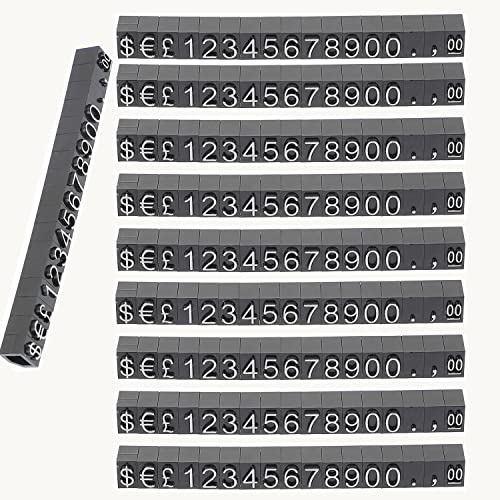 MEISO 10 Pièces Étiquette de Prix Numéro Lettre Prix Cube Affichage, Numéro Réglable Lettre Prix Étiquette Support Bloc Kit pour Comptoir de Magasin...