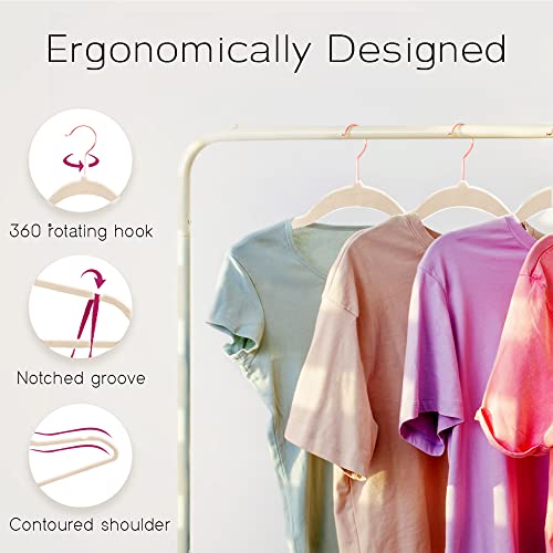 Premium 60 Velvet Hangers Durable Slim Non-Slip Velvet Hangers - 360 Degree Rotatable Hook Velvet Clothes Hangers Space Saving Ultra Thin Hangers For Coats, Pants, Suit, Jacket(60, Ivory) #TOP5
