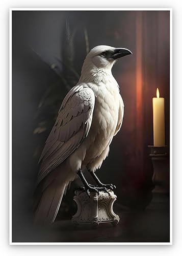 Miniatura 7 de Arte de pared gótico vintage con diseño de cuervo negro y calabaza sonriente, póster de Halloween, lienzo de estilo victoriano, Academia oscura,