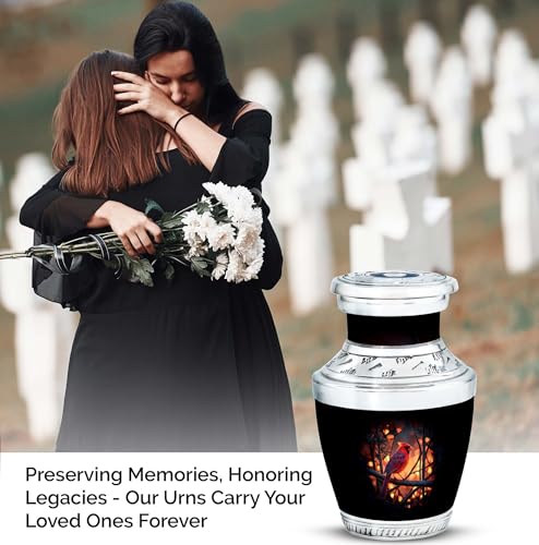 Image of Cardinal Bird Urn Small Cremation Urn for Ashes for Women 3 Inch 4 Qty | Decorative Little Burial Urns Keepsake Urns for Funeral