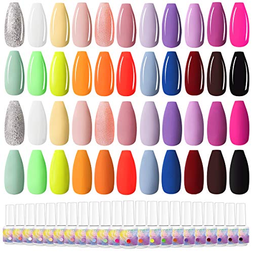 Makartt Gel Nail Polish Kit, 22 Colors Fall Gel Polish Soak Off Nail Gel Polish LED Required UV Gel Nail Kit with Soak Off Glossy Gel Top Base Coat Blue Yellow Purple Pink Polish Gel Gift For Women