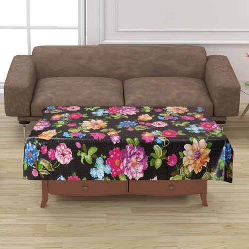 Image of Dakshya Industirs PVC Waterproof Table Cover 36x54 Inch Floral Printed Center Table Cover Washable Plastic Table Sheet Oilproof Dining Table Cover for Coffee Table Living Room Home (Smart Flora)