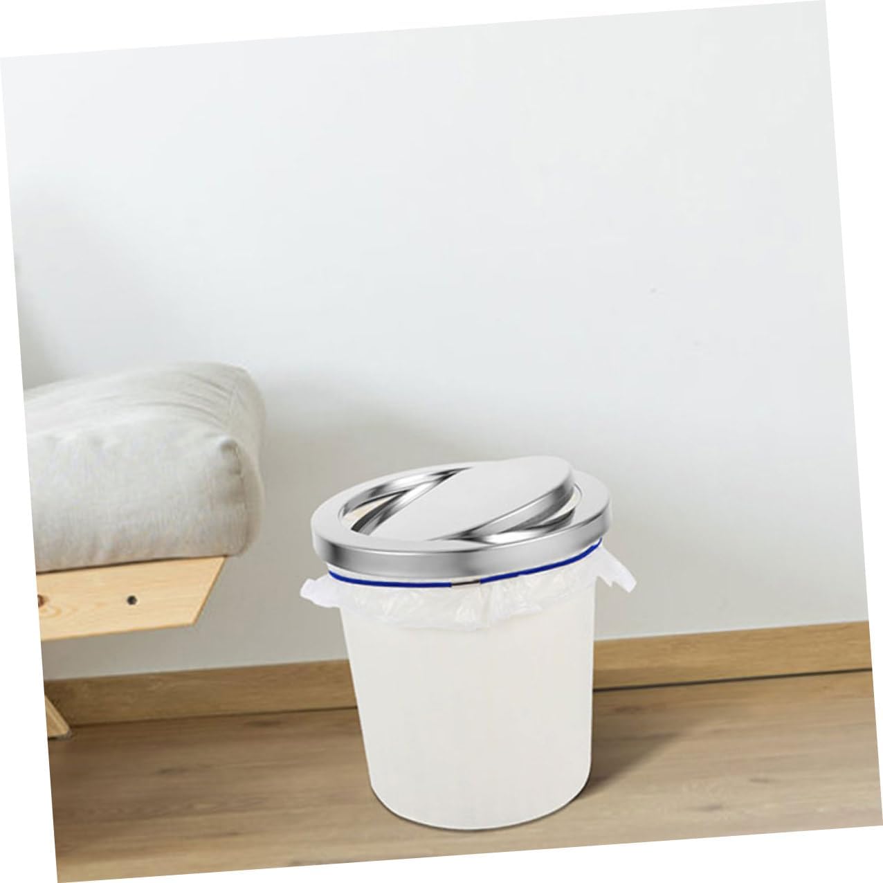 FRCOLOR 2pcs Stainless Steel Swing Trash Can Lid Embedded Cover for 21.5-24cm Openings, Countertop Garbage Bin Replacement Lid Flush Drop-in Swing Flap for Kitchen Bathroom