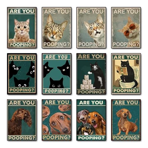 Cartel divertido para el baño de gato y perro que alegrará las mañanas en tu hogar 3