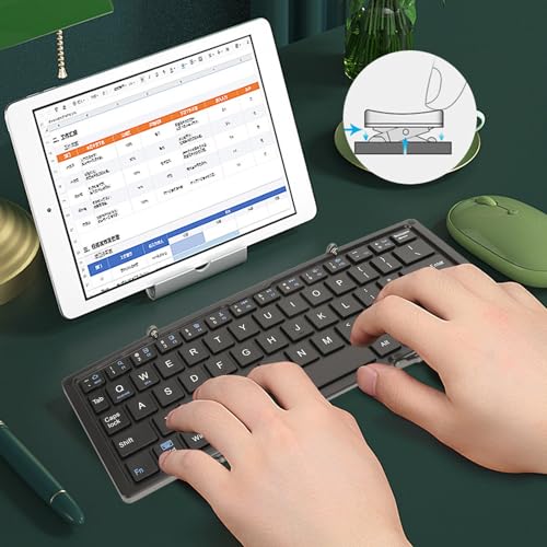 Goshyda Faltbare Bluetooth-Tastatur, Tragbare Kabellose Tastatur, Reisetastatur, Dreifach Faltbare BT-Tastatur, für IOS, Android, Windows, für Mobiltelefone, Kabellose Externe Laptops – Bild 3