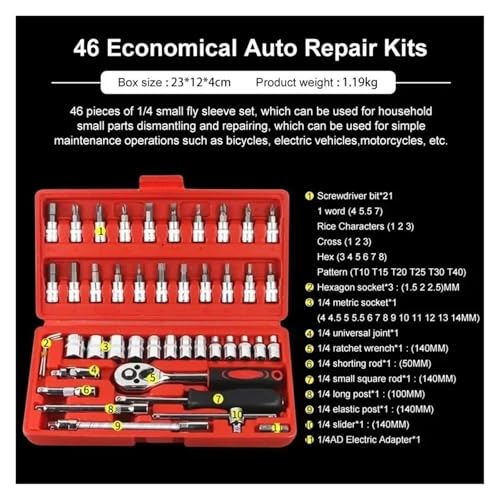Juego de herramientas de reparación de auto 46 piezas miniatura 6