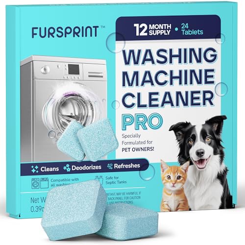 washing machine cleaner tablets - 24 pack for a 12 month supply formulated for pet owners compatible with he top amp front load easily removes residue grime value brand by uproot clean