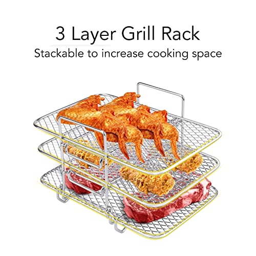 Fritteusenständer, Stapelbarer Grillrost aus Edelstahl, 3-stufiger Backständer, Luftfritteusen-Kochzubehörset Für zu Hause – Bild 3