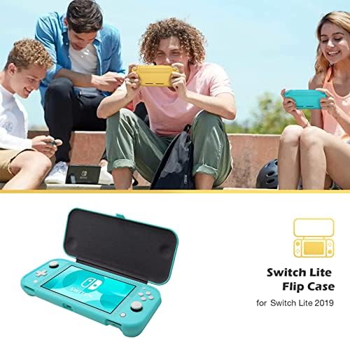 ProCase Etui z klapką do Nintendo Switch Lite z 2 sztukami ochraniaczy ekranu ze szkła hartowanego, smukła miękka obudowa odporna na zarysowania etui ochronne do Nintendo Switch Lite 2019 - turkusowe