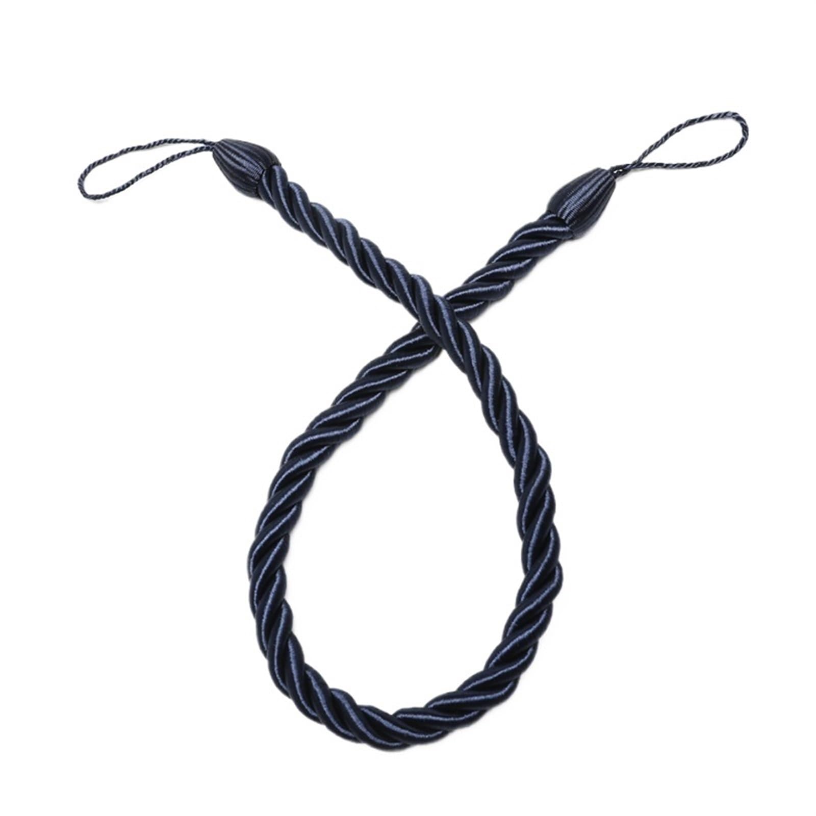 Soportes de cortina de cuerdas OUdini artesanales color azul de 70cm estilo rural trenzado