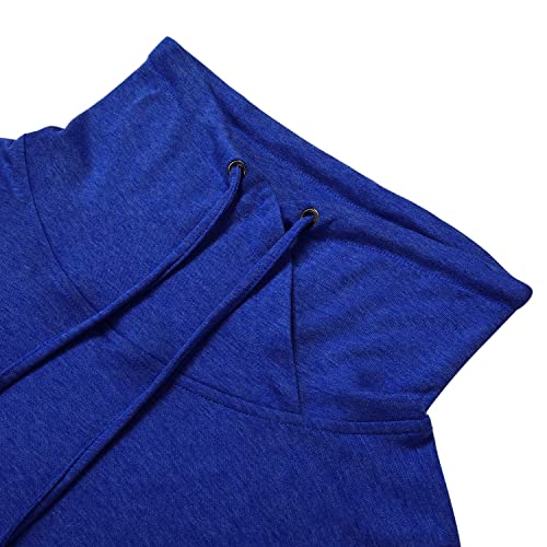Bulotus Fall Sweaters for Women 2025 Cowl Neck Asymmetrical Long Tunics for Leggings Vacation Travel Tops with Pockets