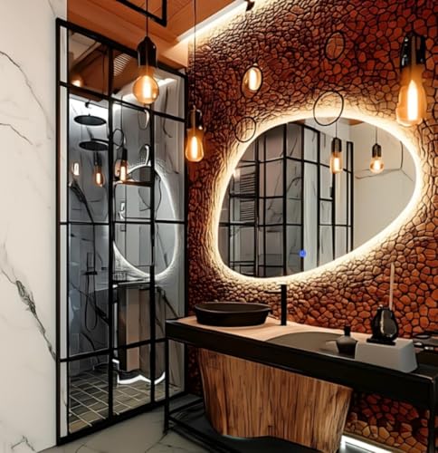 18x24 Inch Asymmetrical Wall Mirror ? Organic Pebble-Shaped Frame...