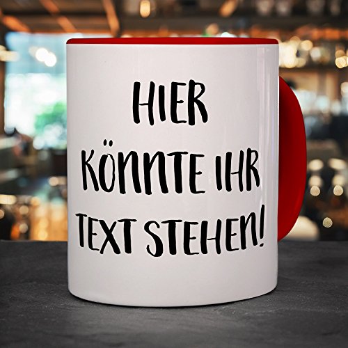 printplanet® - Tasse mit eigenem Text bedrucken lassen - Kaffeebecher mit Wunschtext oder Spruch personalisieren - Becher Rot