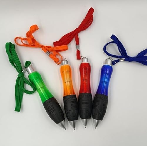 1 caneta azul grande e pesada canetas esferográficas retráteis de corpo azul com corda de pendurar,