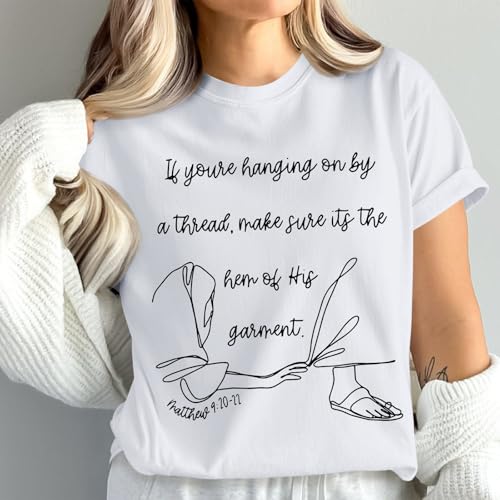 Christian Shirts for Women Jesus Faith Shirt Bible Verse T Shirt if You're Hanging on by a Thread God Religious Tees4