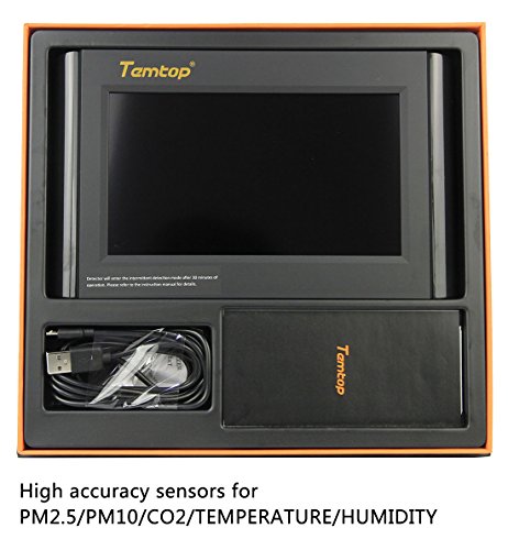 Temtop P1000 Air Quality Monitor for PM2.5 PM10 CO2 Temperature Humidity Indoor Detector Large LCD Display Built-in Rechargeable Battery