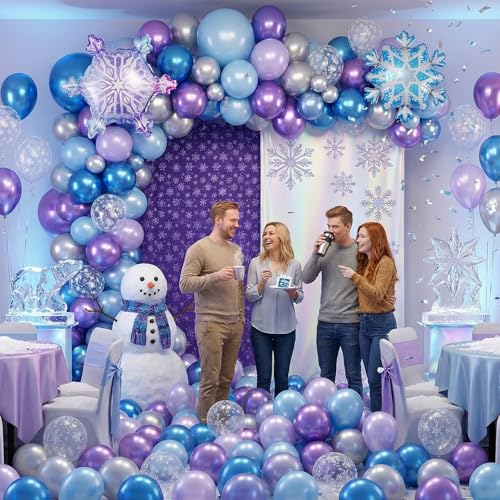 Frozen Balloons 12Inch Blue Silver Purple Clear Ballons with Snowflake by Biapian - Used condition - Image 7