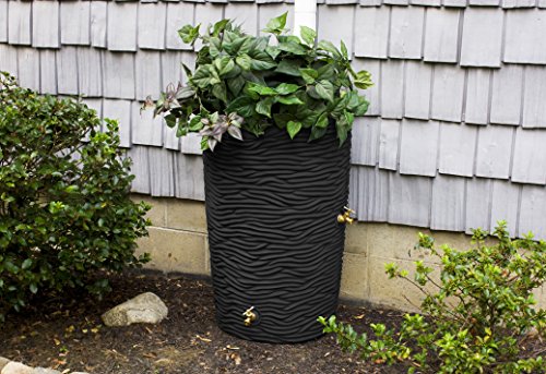 Good Ideas IMP-L50-BLK Impressions Palm Rain Barrel, 50-Gallon, Black - Thumbnail 6