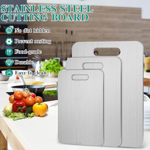Tabla de cortar de titanio de doble cara para carne, verduras y frutas, antideslizante, fácil de limpiar, ideal para chefs y cocineros caseros