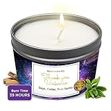 Magnificent 101 Affirmation - Thank You Universe Aromatherapy Smudge Candle | 6 Oz - 35-Hour Burn | 100% Soy Wax, Sage, Cedar, Palo Santo Oils | Ideal for Energy Cleansing & Manifestation